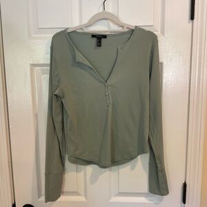 Forever 21 Green Fitted Polo Blouse